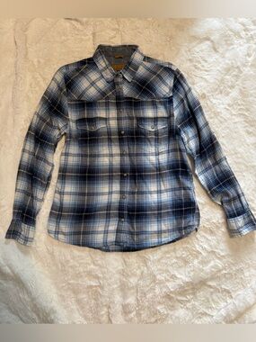 Jachs Girlfriend Women’s Blue Plaid Button-Up Shirt